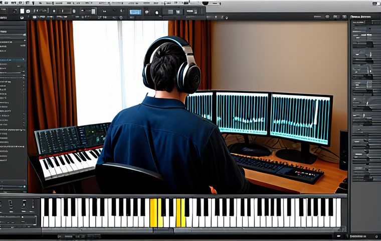 작곡가로서의 창의적 작업 방식 - The Composer's Inspiration**

"A professional composer in a brightly lit, modern studio, surrounded ...